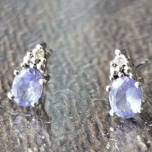 Tanzanite And Diamond White Gold Earrings